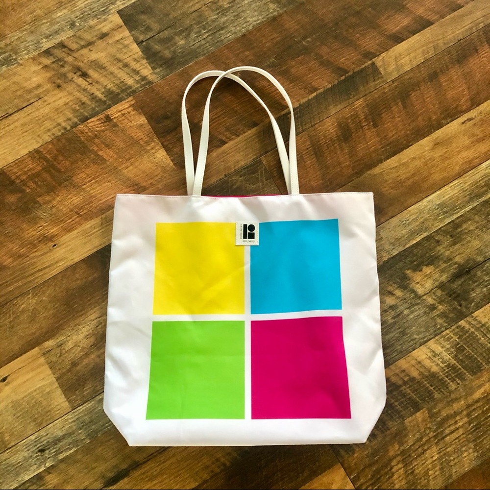 Lilly Pulitzer white tote, colored squares